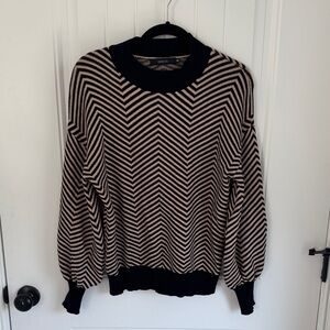 Zesica Long Sleeve Striped Ribbed Knit Loose Pullover Sweater